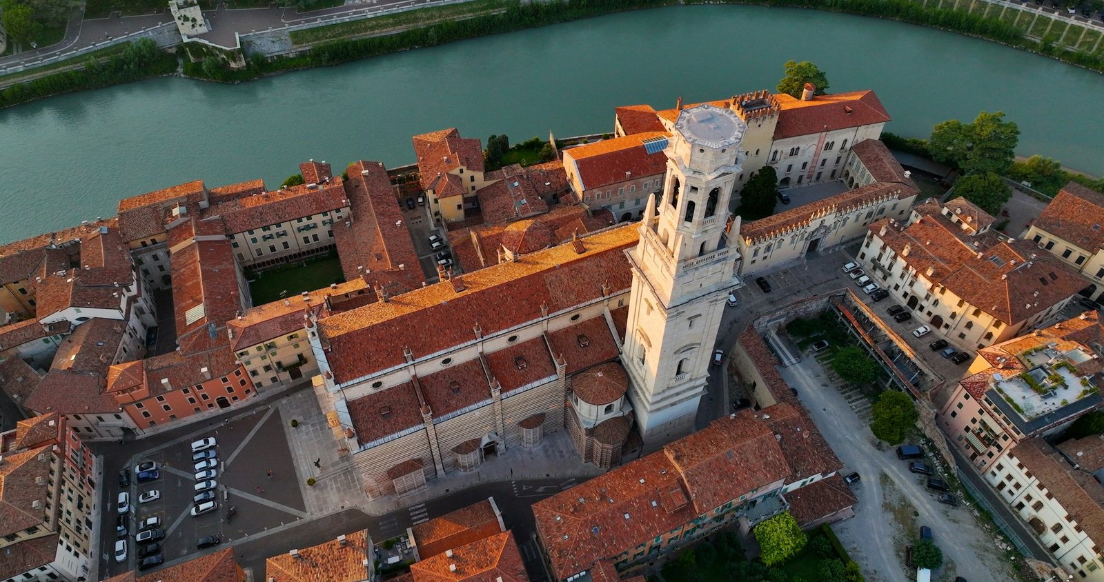 Aerial view of Duomo di Verona, Cattedrale di Santa Maria Matricolare, Italy