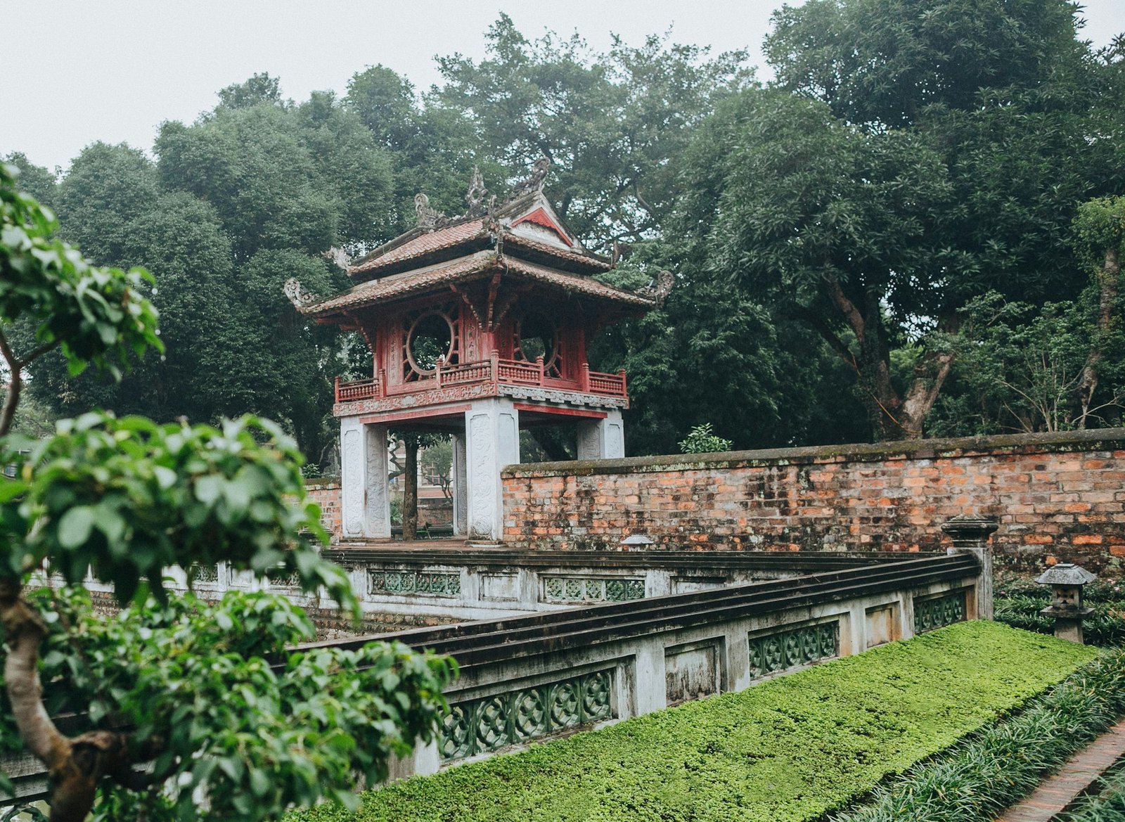 architecture of traditional ancient building in Hanoi, Vietnam