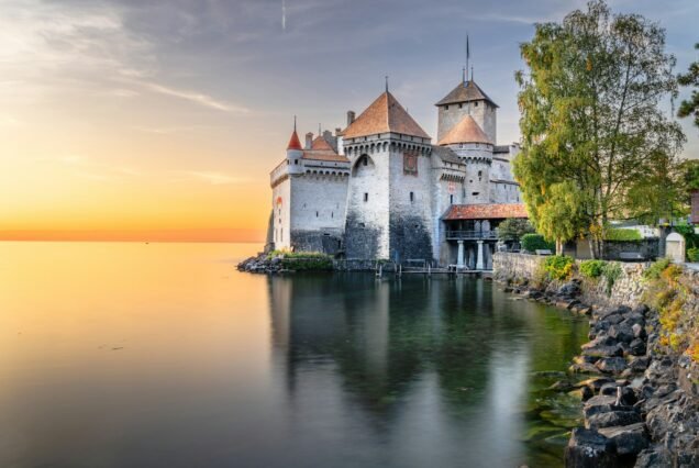 Chillon Castle on Lake Geneva, Switzerland