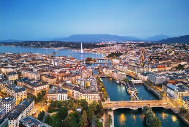 Geneva, Switzerland Skyline Towards Lake Geneva