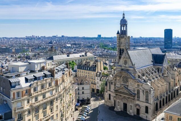 Paris, typical roofs, aerial view