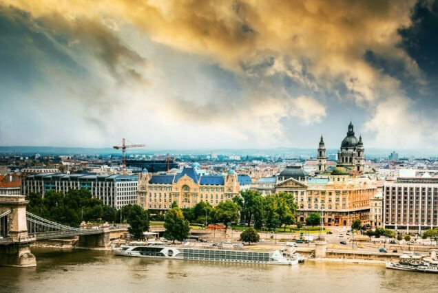 picturesque view on Budapest