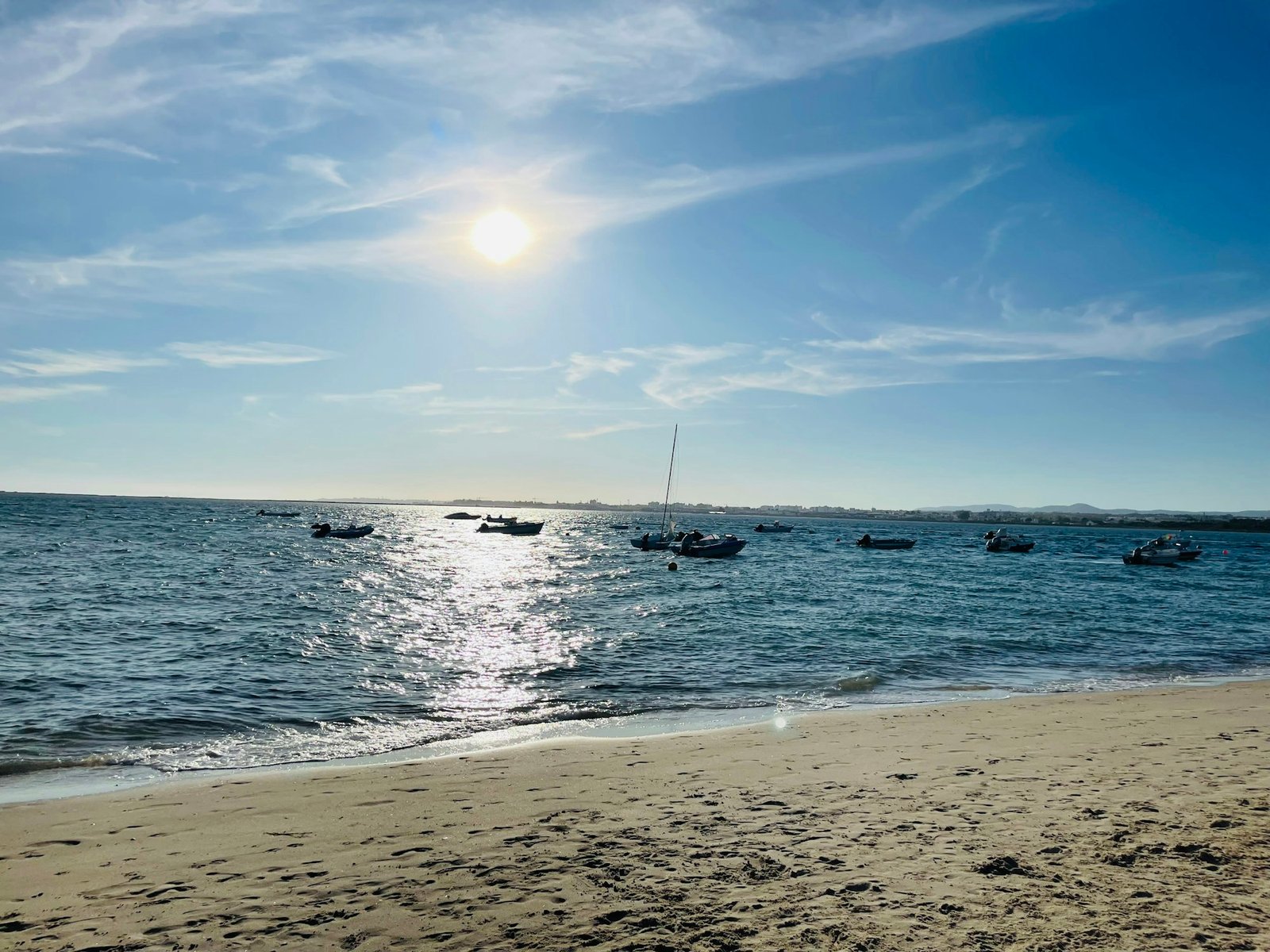 Small boats on the Island of Armona, Algarve. Portugal.