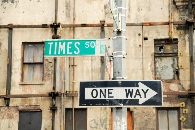 Times Square and one way direction signs