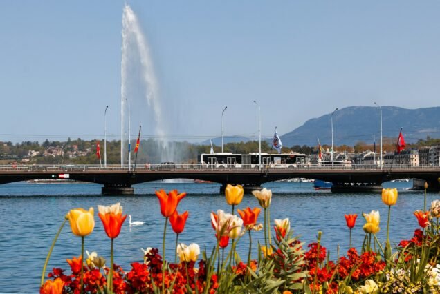 View of spring Geneva city