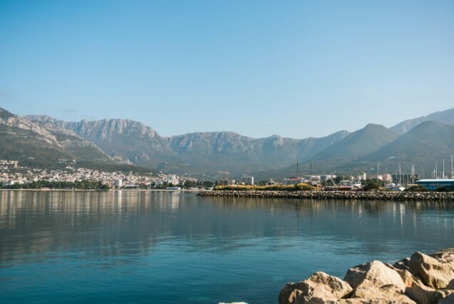 Adriatic sea shore panoramic landscape in perfect summer day. Awesome transparent water and mountain