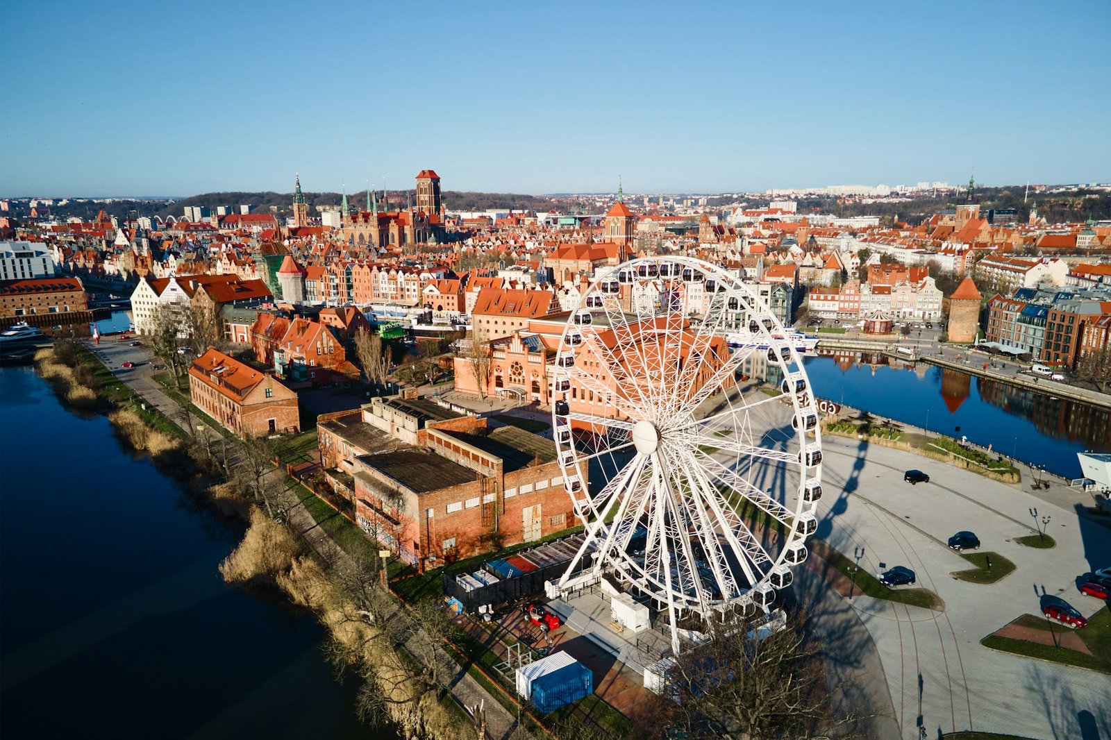 Aerial view of Gdansk city in Poland.