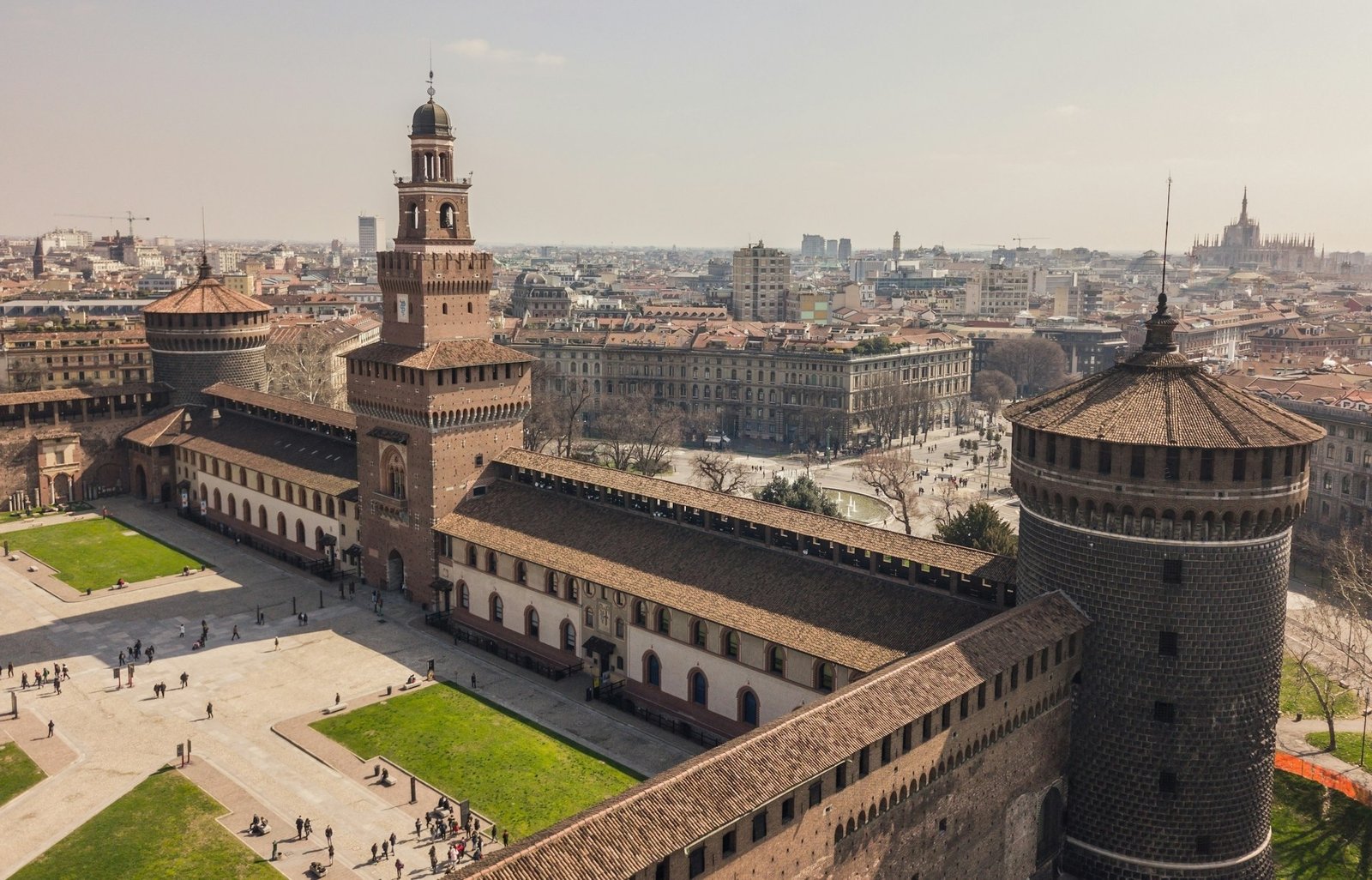 Aerial view of Sforzesco Castle