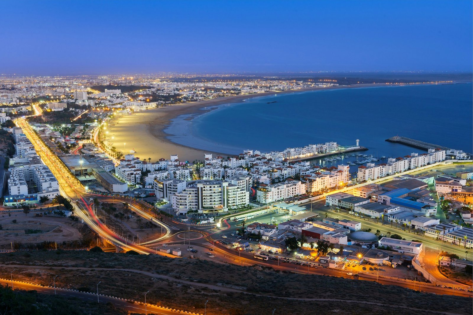 Evening shot of the seacoast in Agadir