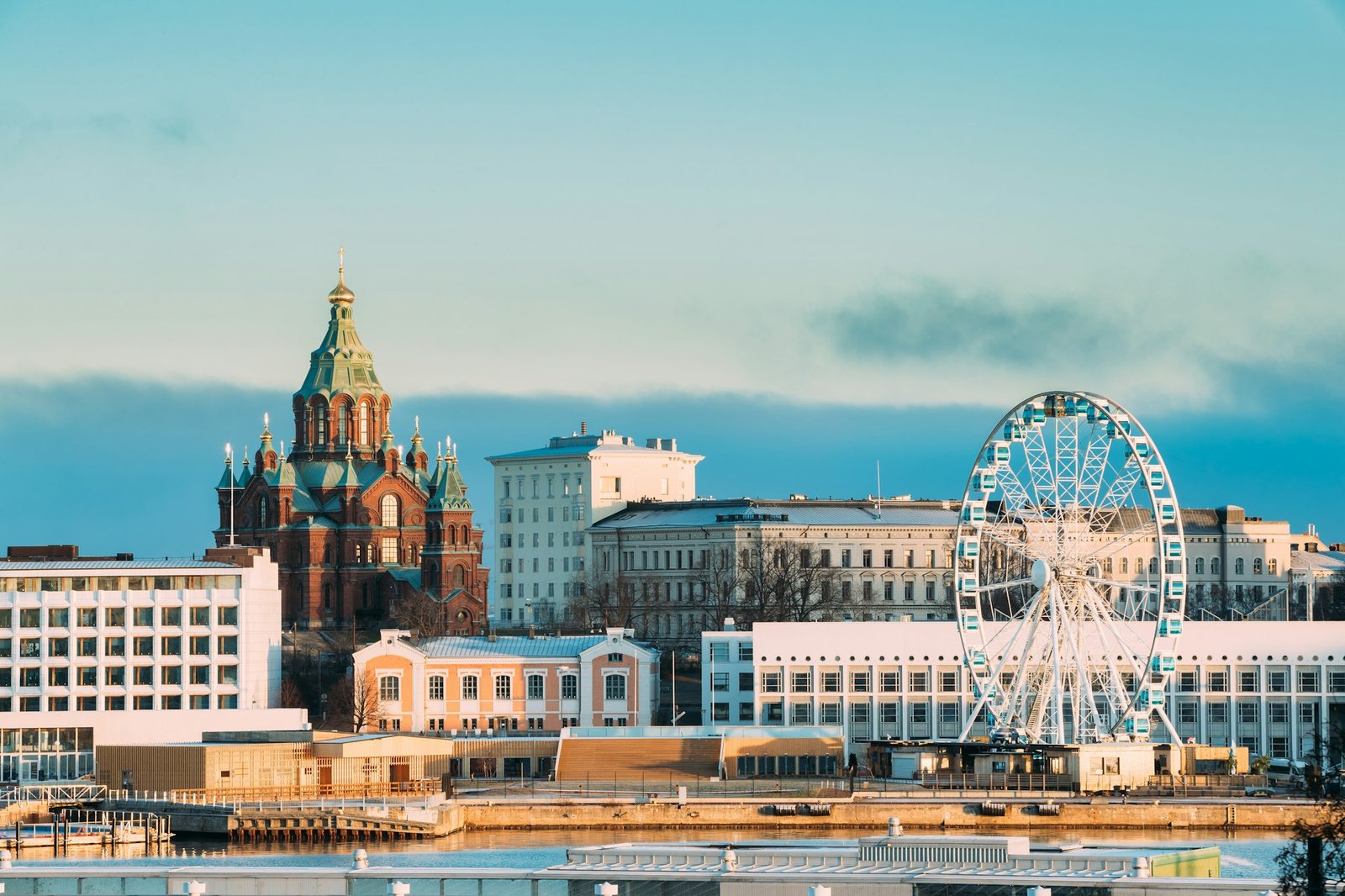 Helsinki, Finland. View Of Uspenski Cathedral On Hill And Ferris