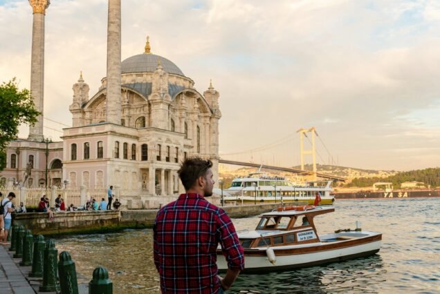 Istanbul Turkey , The Bosphorus Bridge and the Ortakoy Mosque at sunset, Istanbul