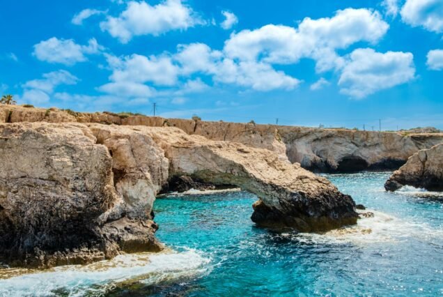 Love bridge near Ayia Napa in Cyprus, view from water