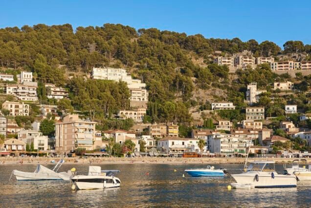 Mediterranean marina in Mallorca island. Puerto de Soller. Mallorca, Spain