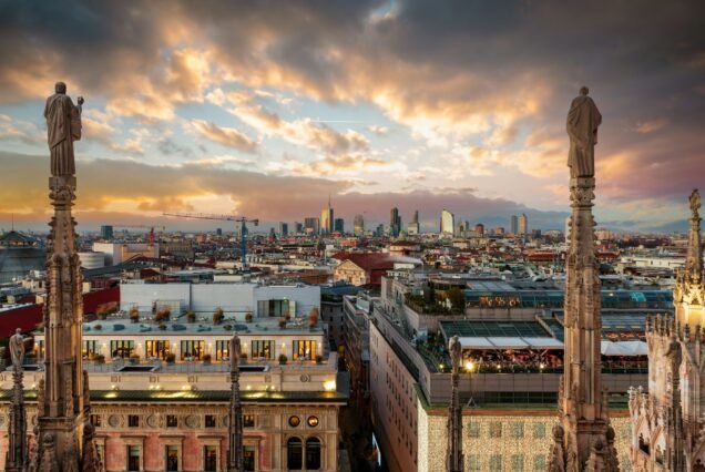 Milan, Italy City Skyline in the Evening