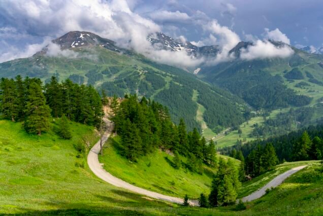 Mountain landscape along the road to Colle dell'Assietta