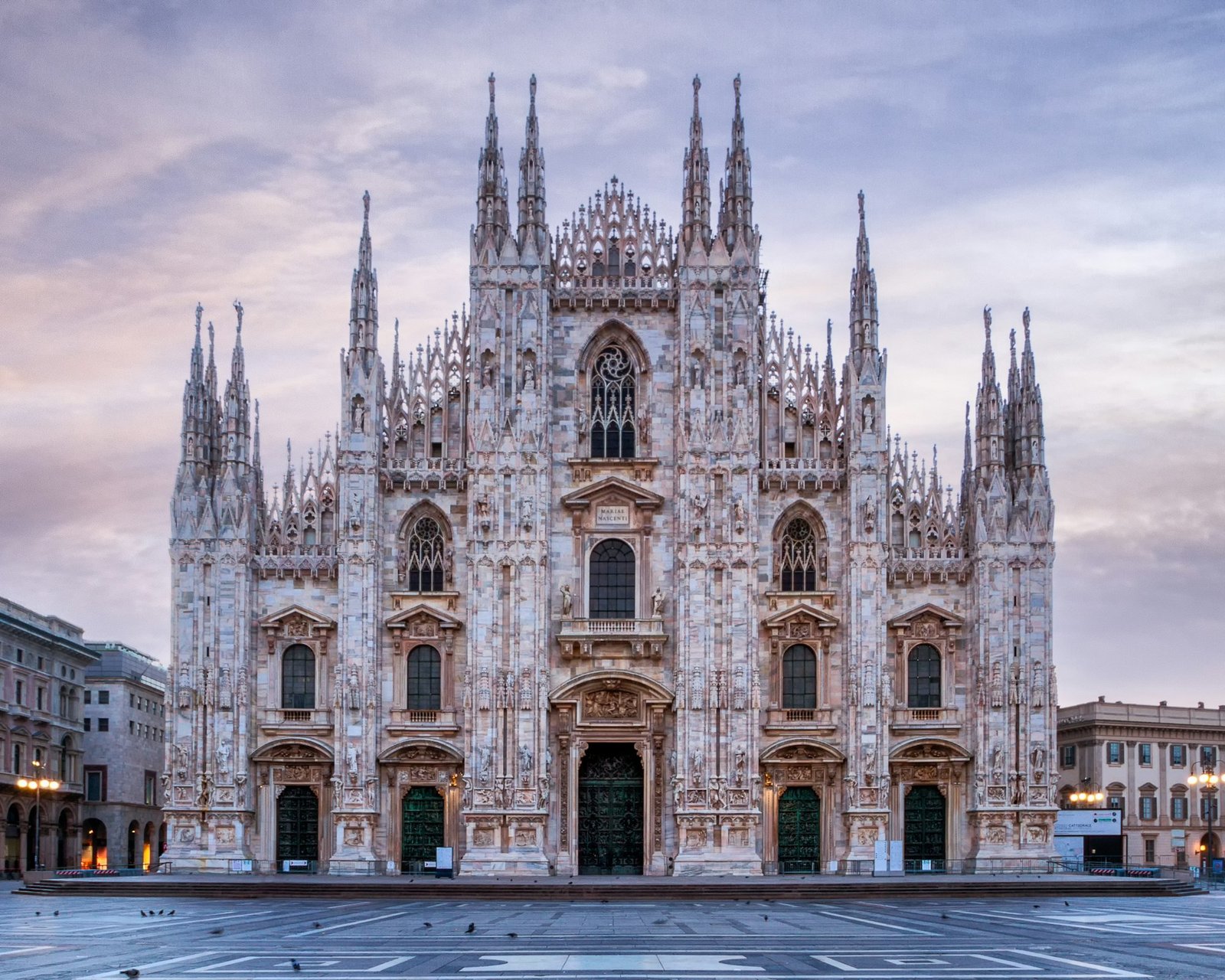 Scenic exterior view of the Duomo di Milano, Italy.
