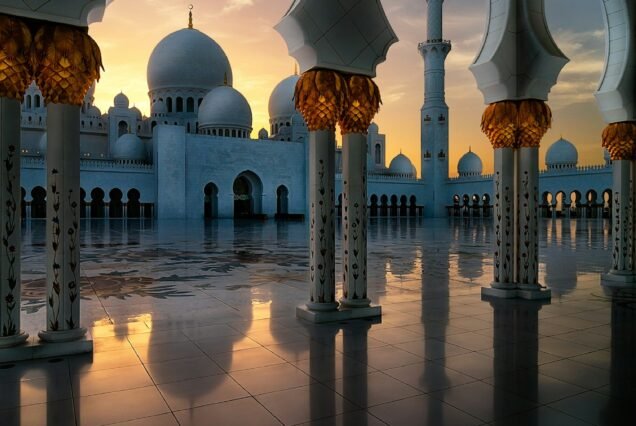 Sunset view at Mosque, Abu Dhabi, United Arab Emirates