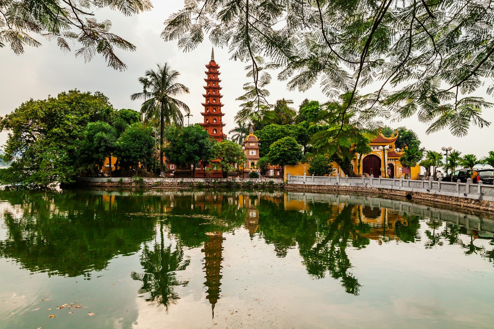 Tran Quoc pagoda in the morning, the oldest temple in Hanoi, Vietnam.