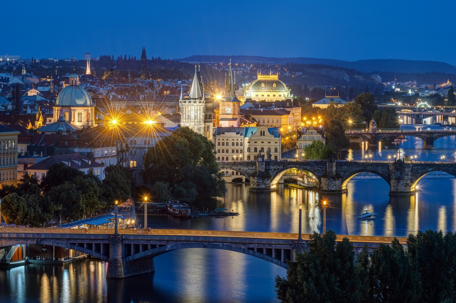 View of Prague at night