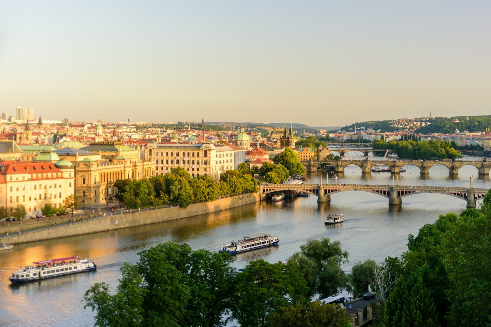 View to Prague bridges on Vltava