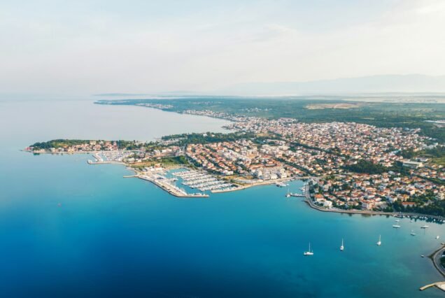 Aerial drone view of Zadar, Croatia