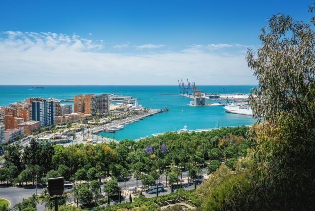 Aerial view of Malaga Coast and Port of Malaga - Malaga, Andalusia, Spain