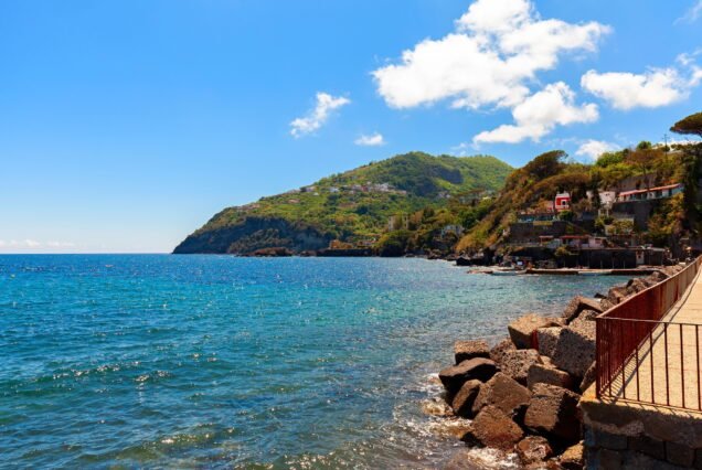 Amazing sea coast of Ischia, Italy, on a hot summer day