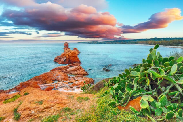 Awesome view of Red Rocks called “is Scoglius Arrubius”) on Cea beach