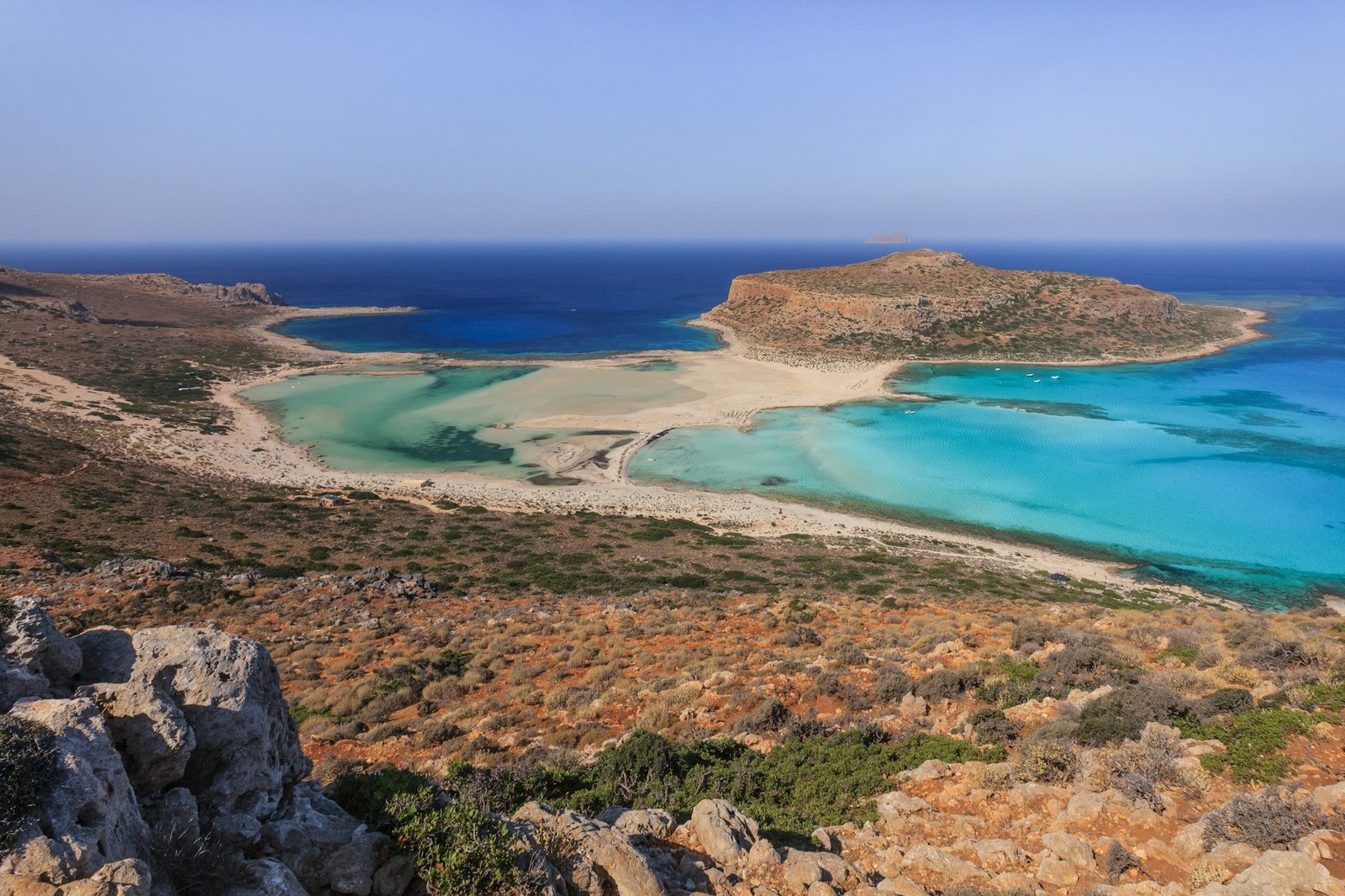Balos Lagoon and Gramvousa Island in Hania, Crete.