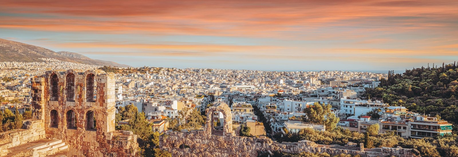Beautiful panoramic cityscape of Athens, Greece
