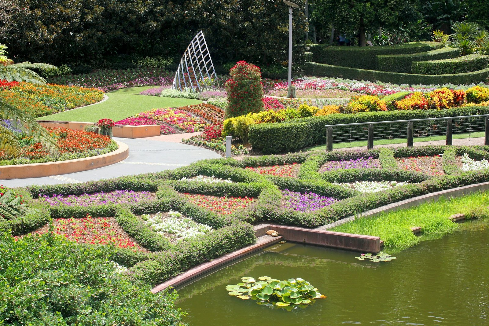 Flowering garden beds in spring time - Location: Roma Street Parklands, Brisbane, Australia