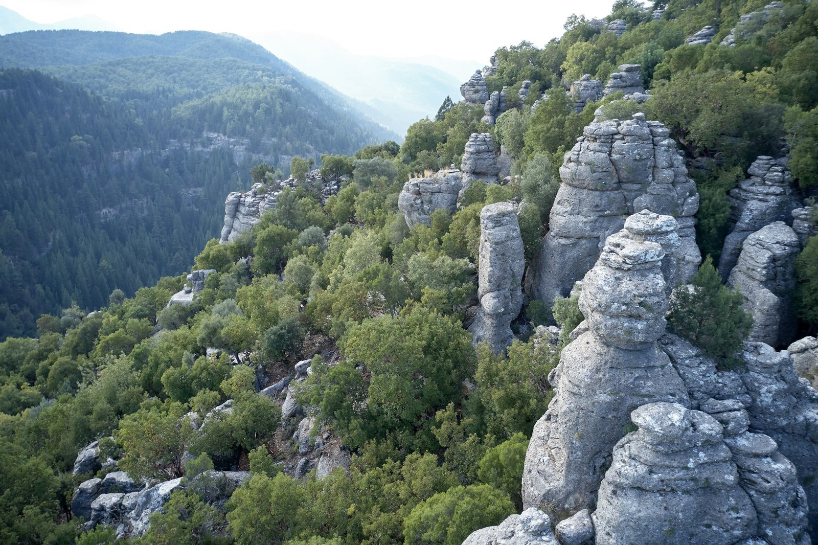 Incredible grey rock formations. National Park of Manavgat.