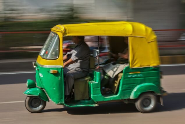 Indian auto (autorickshaw) in the street. Delhi, India