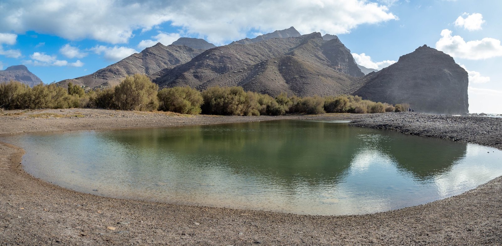 La Aldea beach and puddle in Gran Canaria Island, Canary Islands, Spain