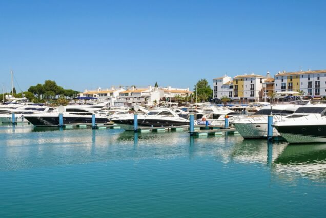 Luxury yachts in the port of Vilamoura in Portugal