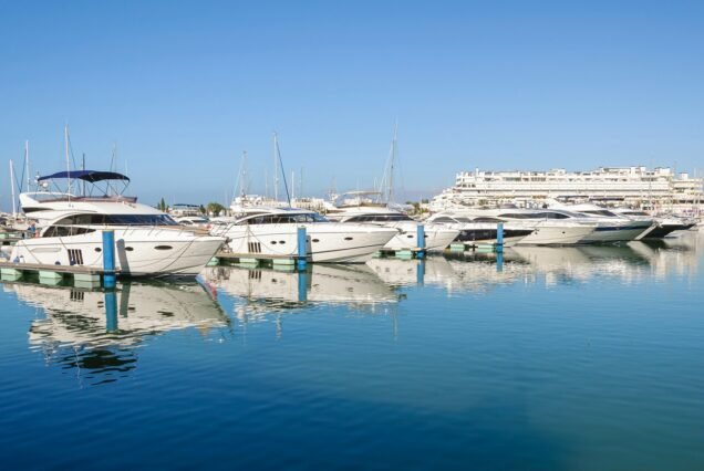 Luxury yachts in the port of Vilamoura in Portugal