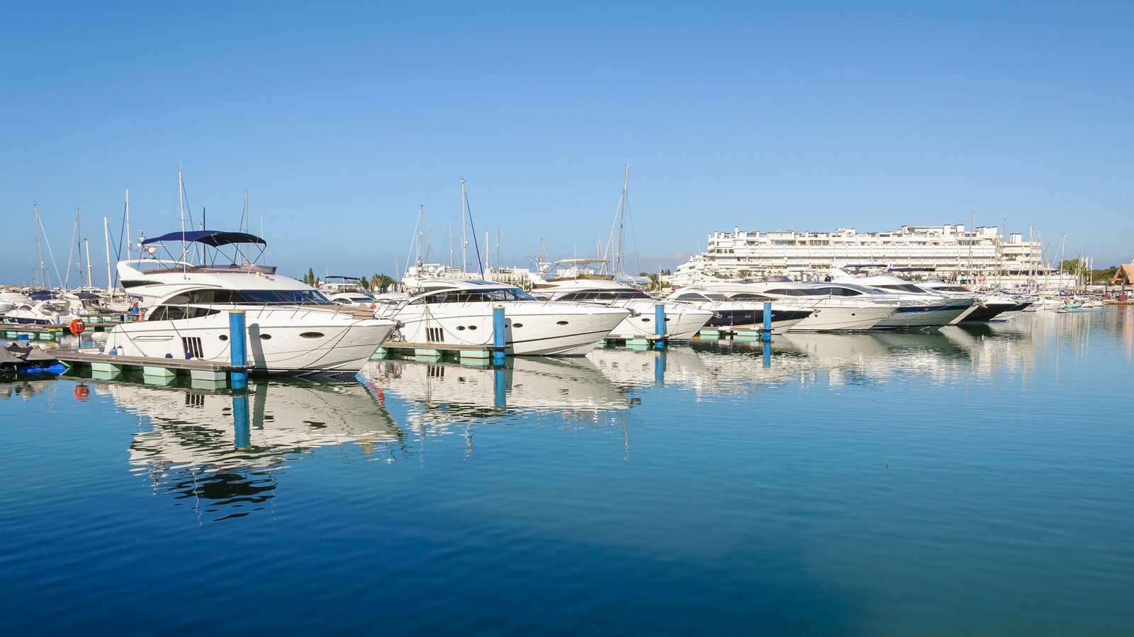 Luxury yachts in the port of Vilamoura in Portugal