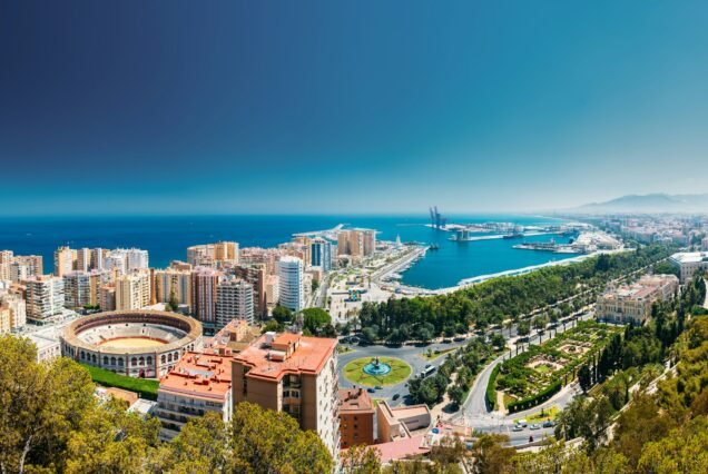 Malaga, Spain. Cityscape View Of Malaga. Plaza De Toros De Ronda