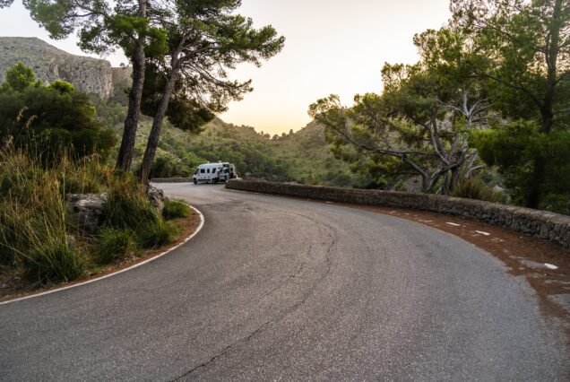 Motorhome parked on the mountain in Majorca Spain