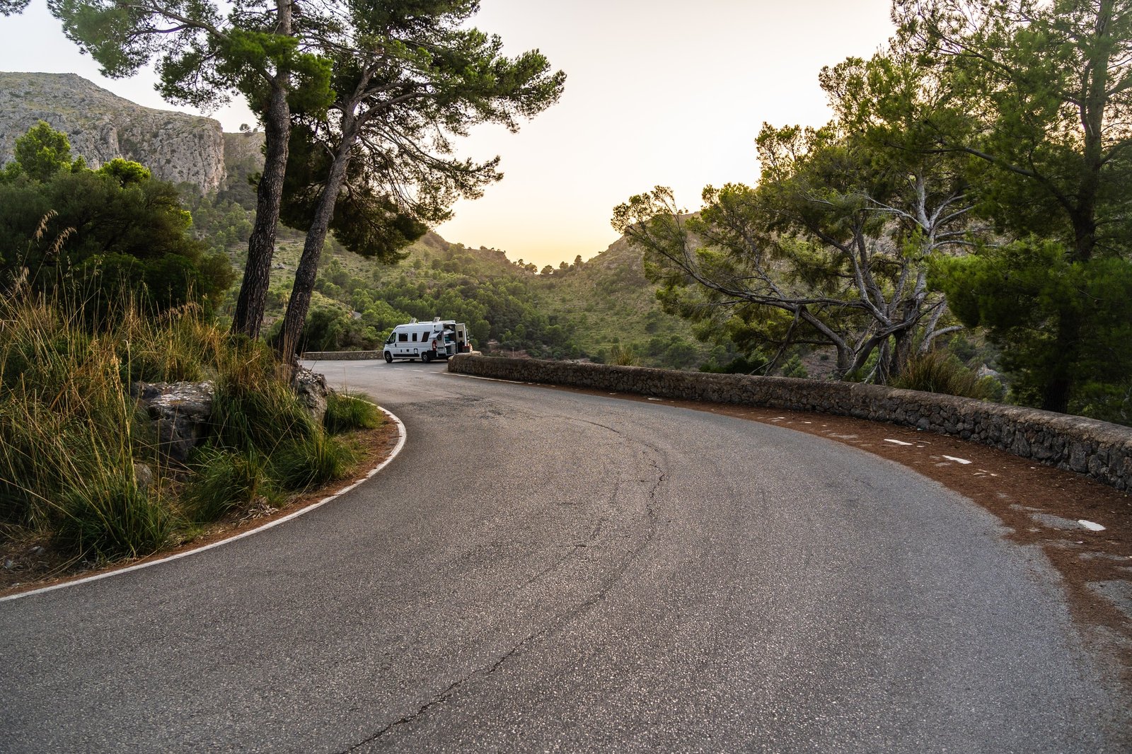 Motorhome parked on the mountain in Majorca Spain