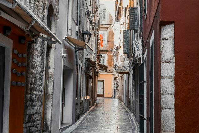 Narrow historic street in Zadar, Croatia