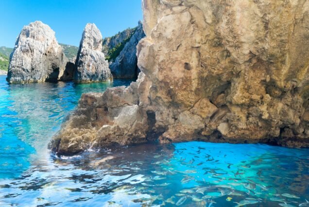 Paleokastritsa beach on Korfu, Greece