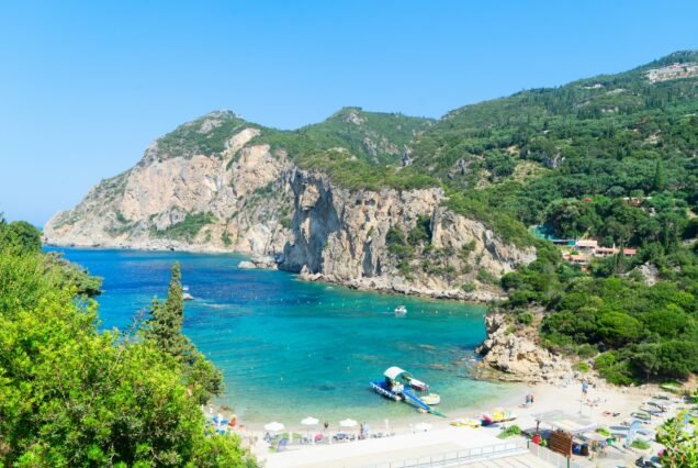 Paleokastritsa beach on Korfu, Greece