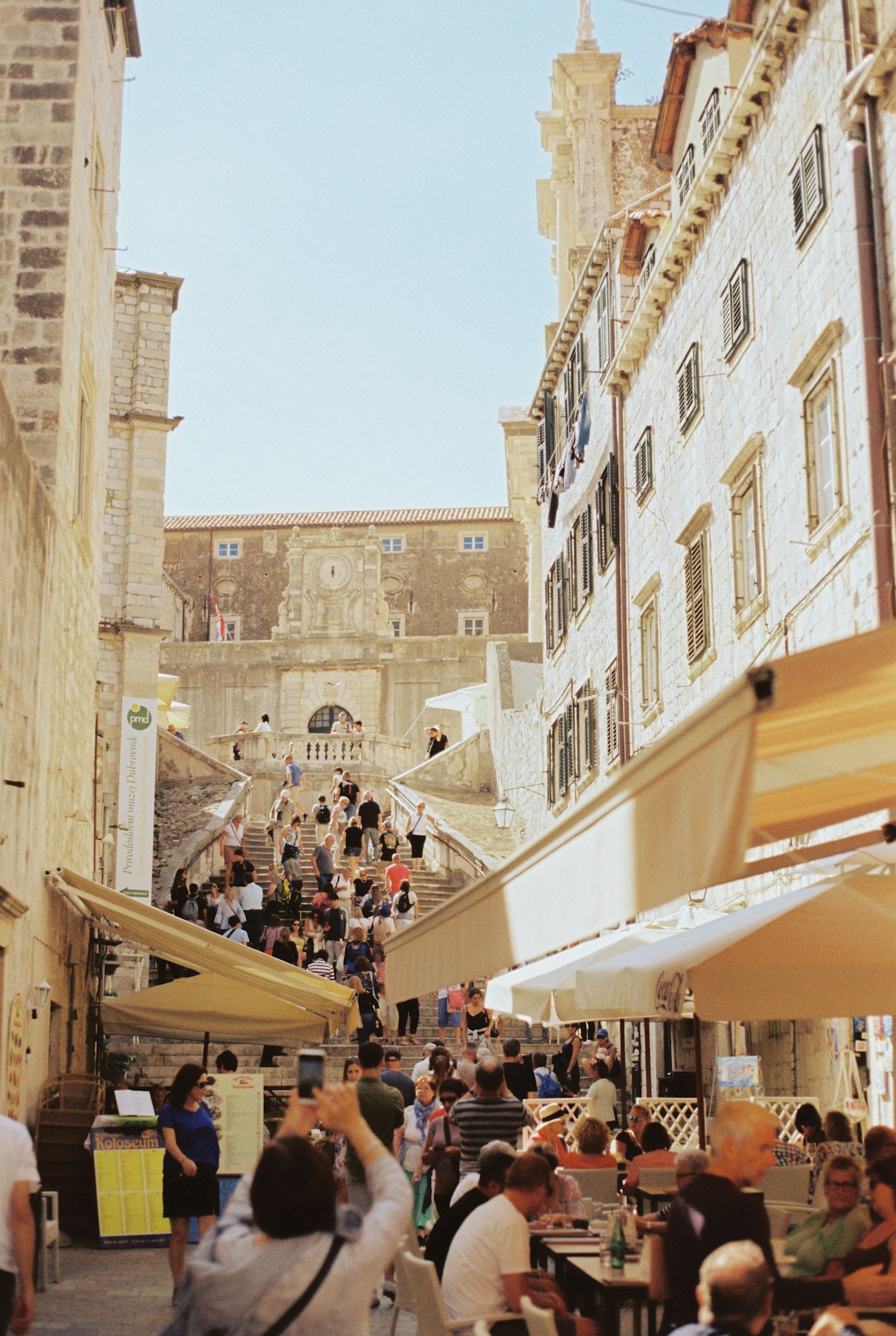 People climb the Jesuit stairs in Dubrovnik. Croatia