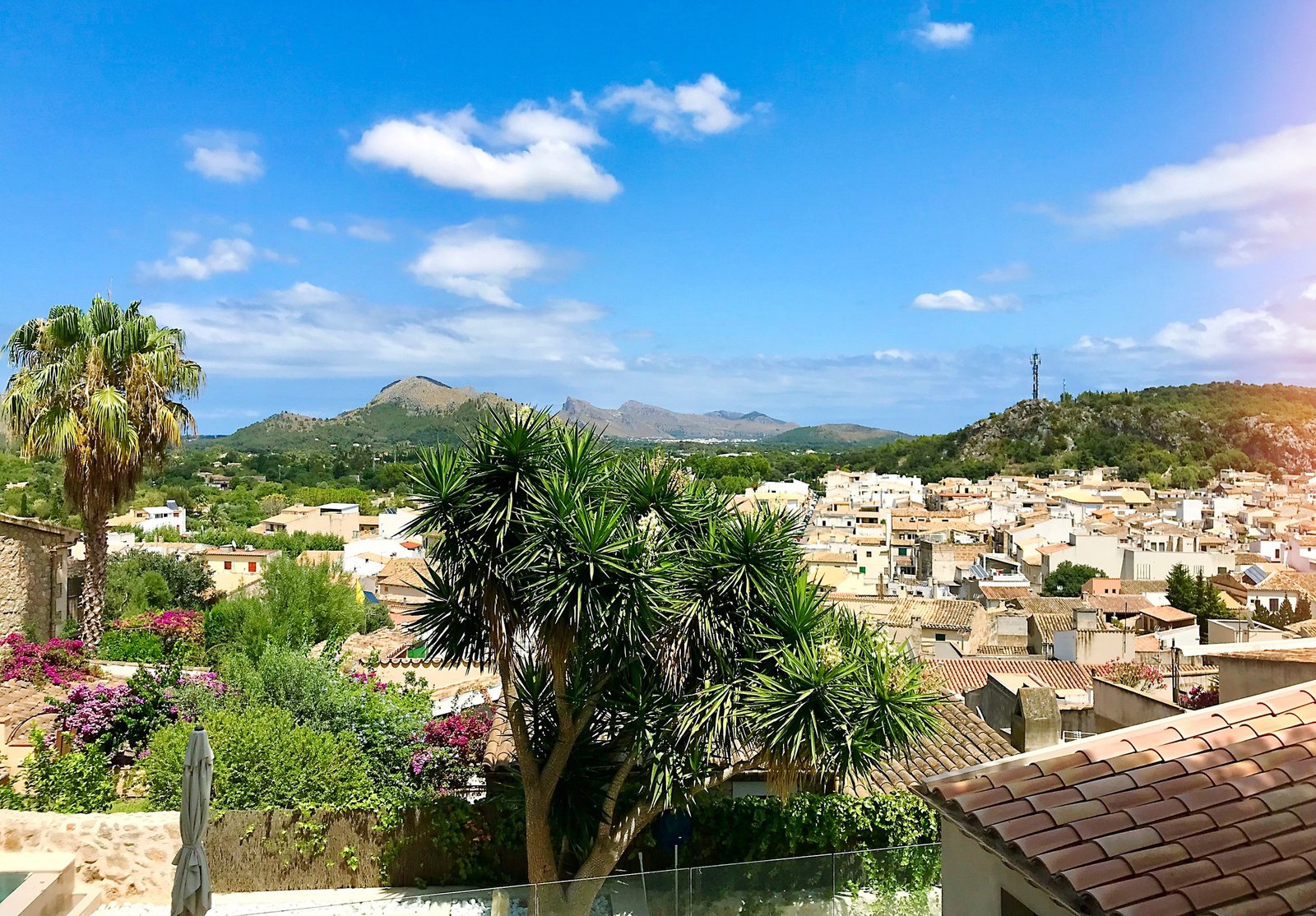 Spain Majorca, view of the old town of Pollenca with beautiful landscape on Majorca island