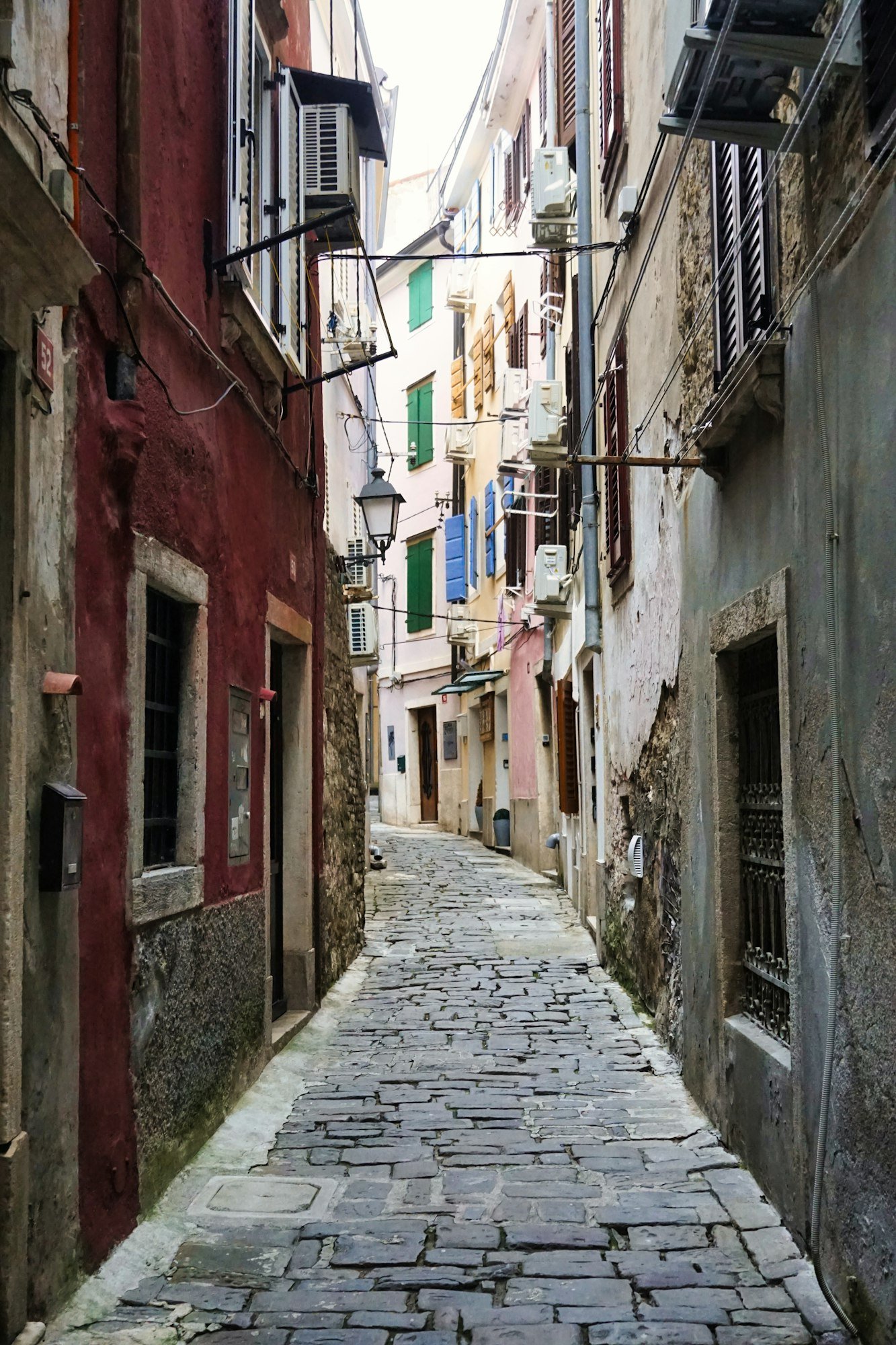 The narrow street in the old town of Dubrovnik in Croatia.