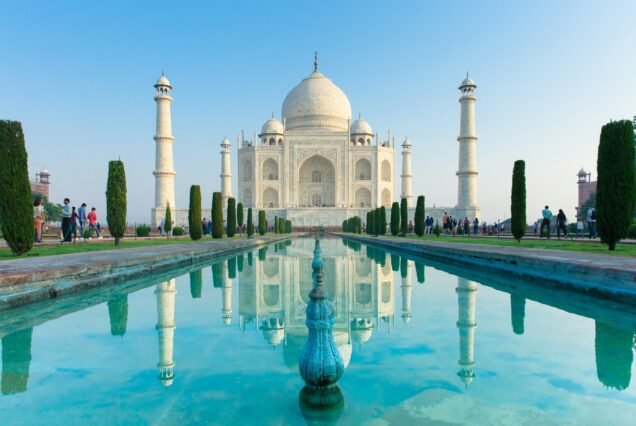 The view of Taj Mahal at sunrise, Agra, India.