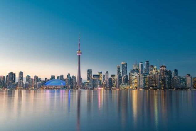 Toronto city skyline at night, Ontario, Canada