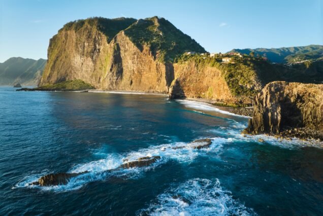 View of Madeira cliffs coastline landscape, Madeira island, Portugal