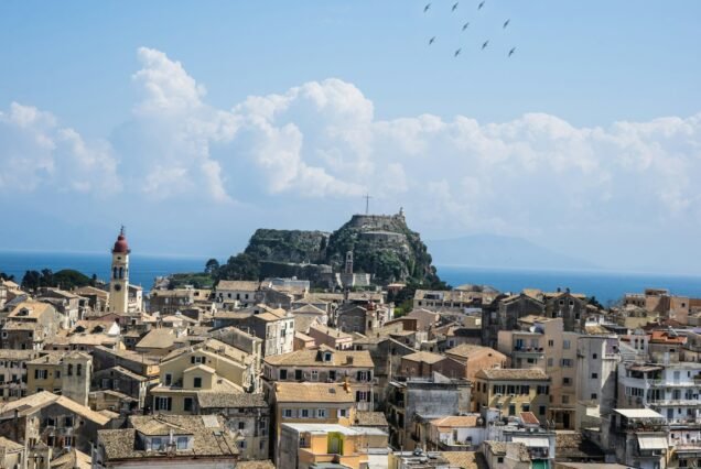 View of the historic center of Corfu town, Greece